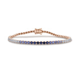 14K Gold Sapphire Tennis Ombre Bracelet - 5.04 CT