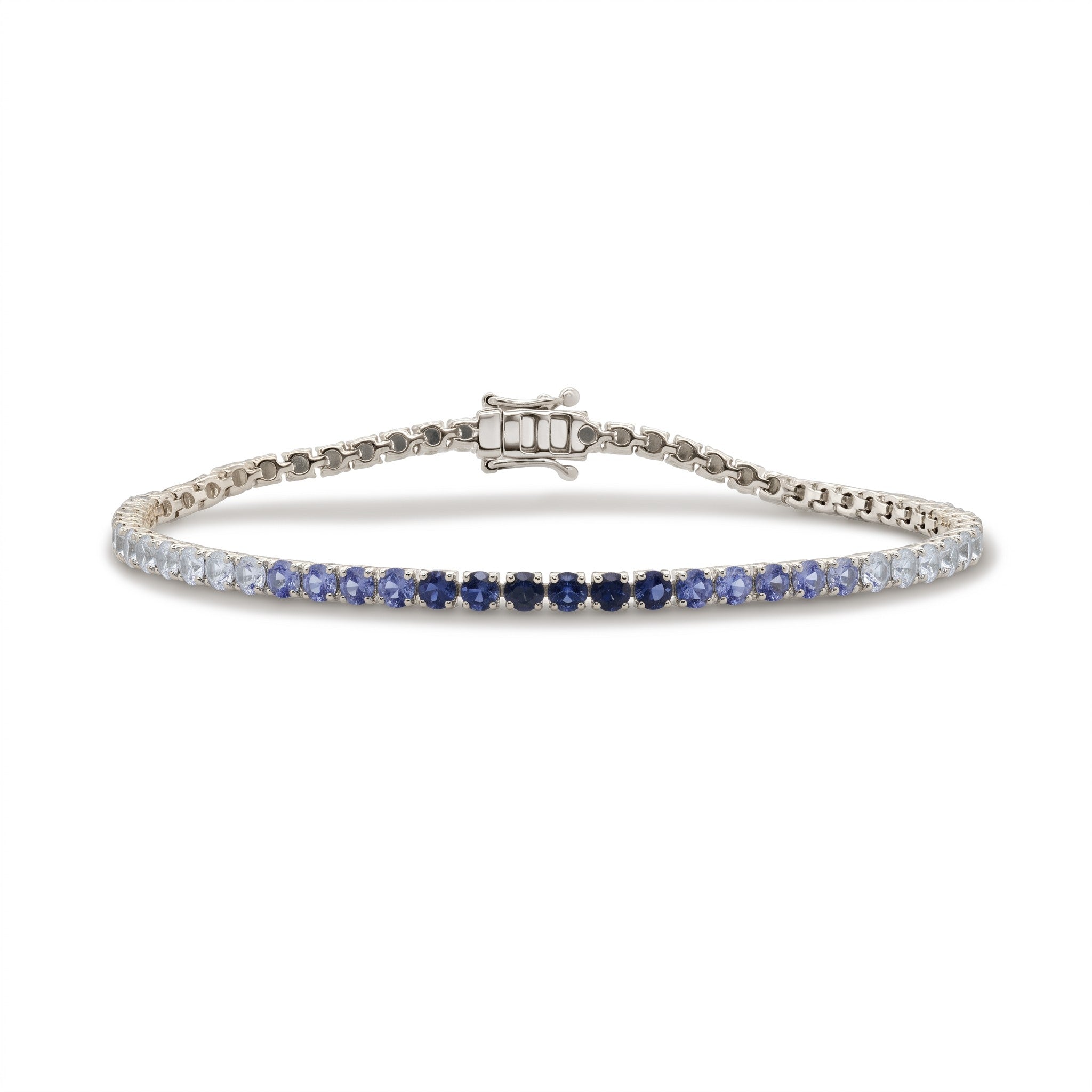 14K Gold Sapphire Tennis Ombre Bracelet - 5.04 CT