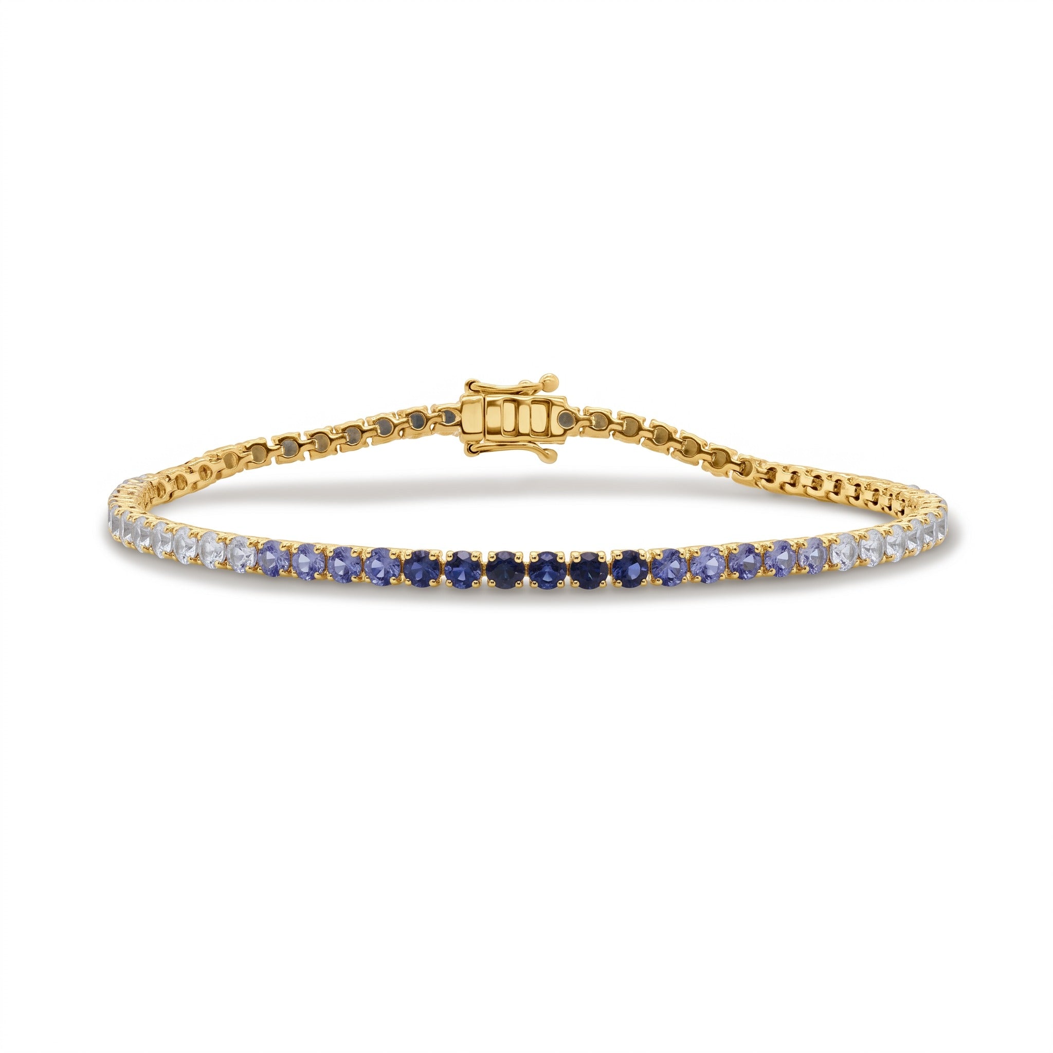 14K Gold Sapphire Tennis Ombre Bracelet - 5.04 CT
