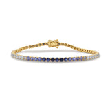 14K Gold Sapphire Tennis Ombre Bracelet - 5.04 CT
