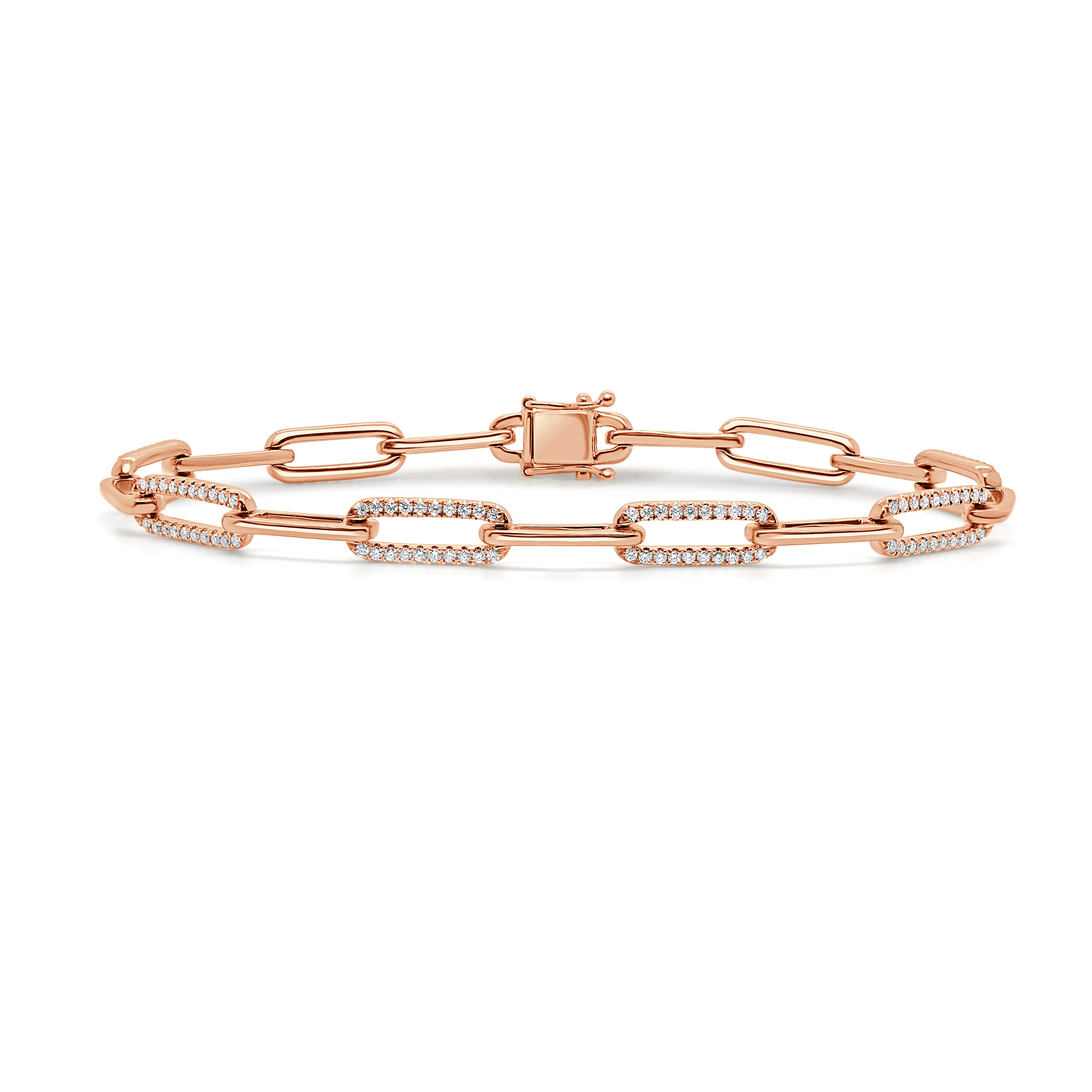 14K Gold Alternating Diamond Link Bracelet - 0.60ct