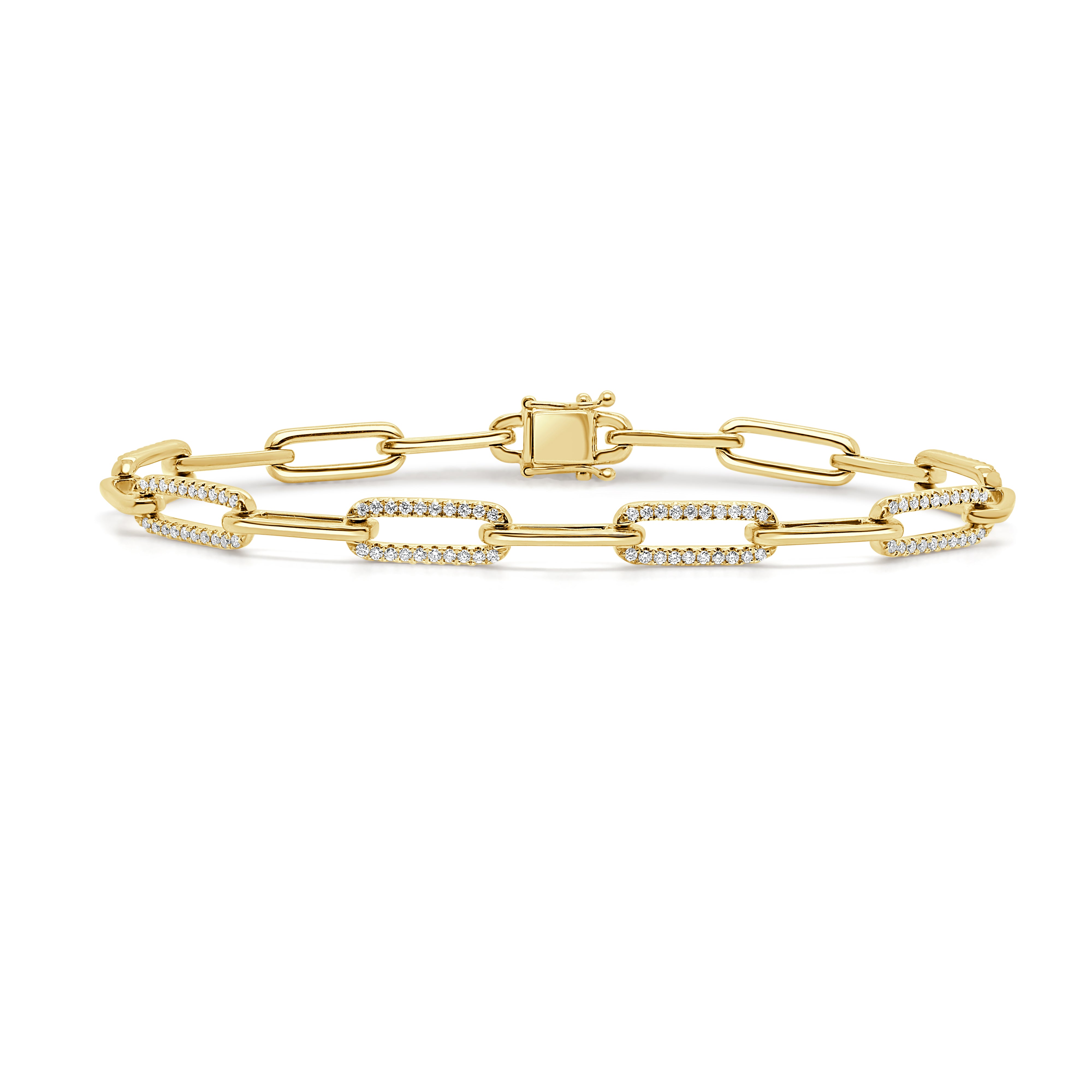 14K Gold Alternating Diamond Link Bracelet - 0.60ct