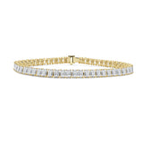 18K Gold & Emerald Cut Diamond Tennis Bracelet - 13.84ct