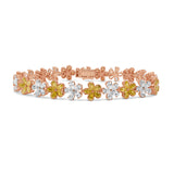 18K Gold Pear Diamond & Yellow Diamond Flower Bracelet