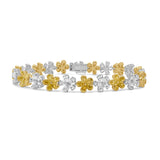 18K Gold Pear Diamond & Yellow Diamond Flower Bracelet