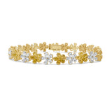18K Gold Pear Diamond & Yellow Diamond Flower Bracelet