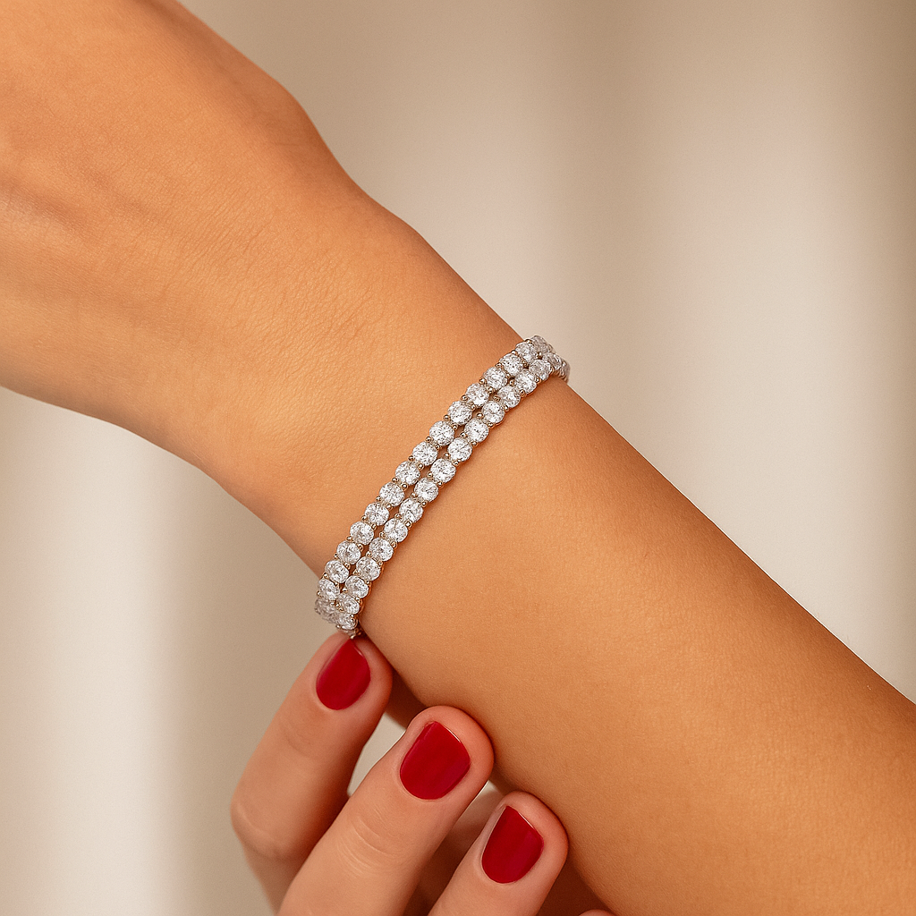 14K Gold & Diamond 2-Row Tennis Bracelet - 5.75ct