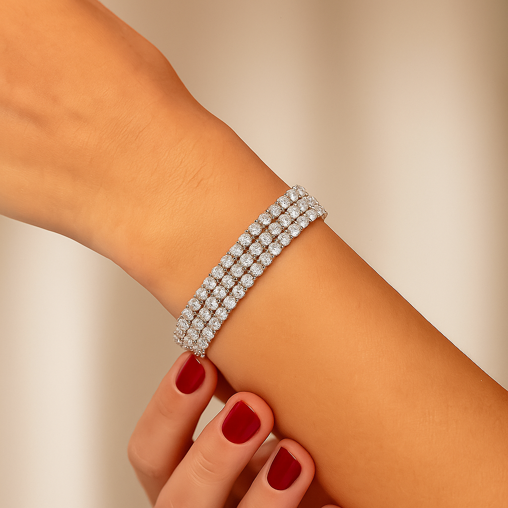 14K Gold & Diamond 3-Row Tennis Bracelet - 8.50ct