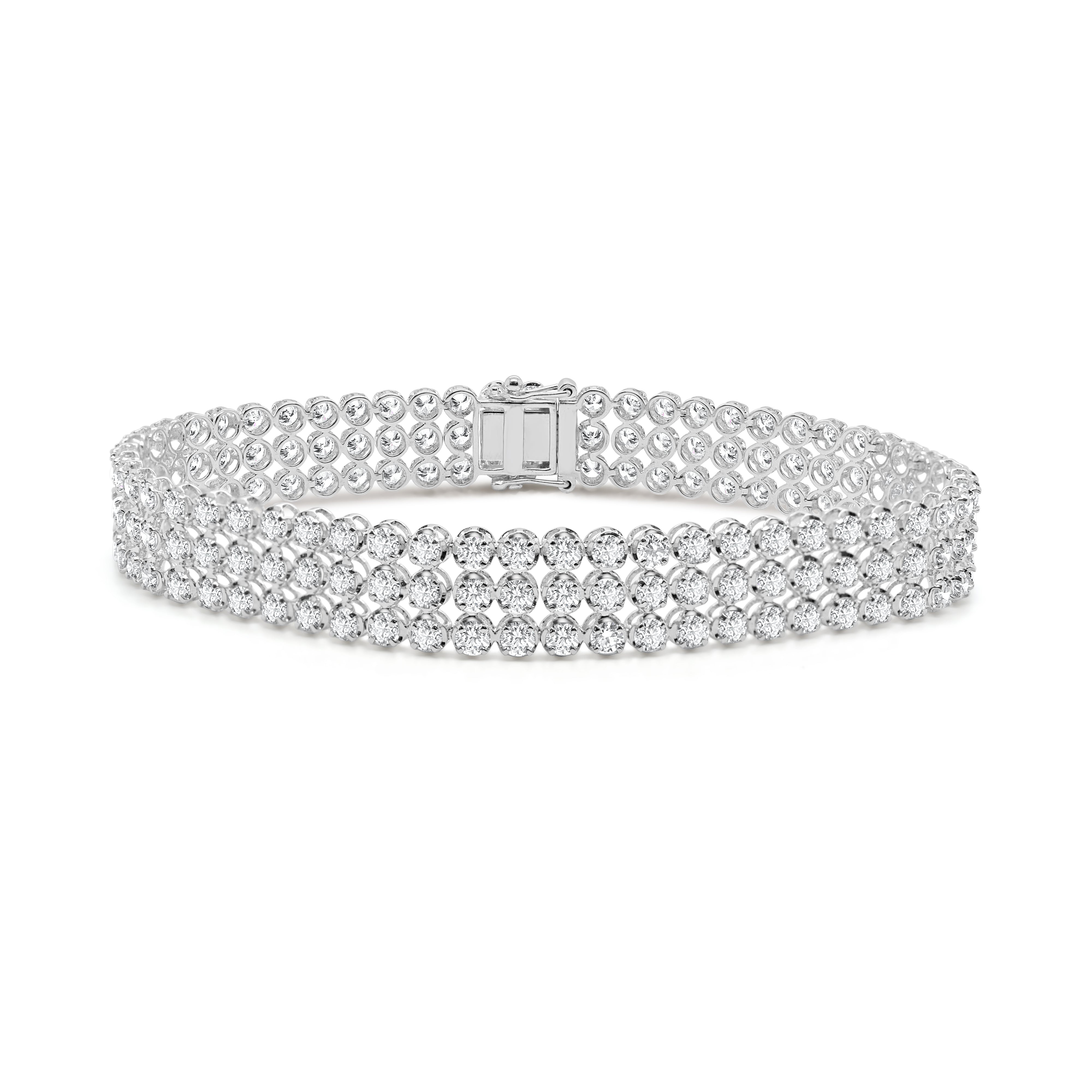 14K Gold & Diamond 3-Row Tennis Bracelet - 8.50ct