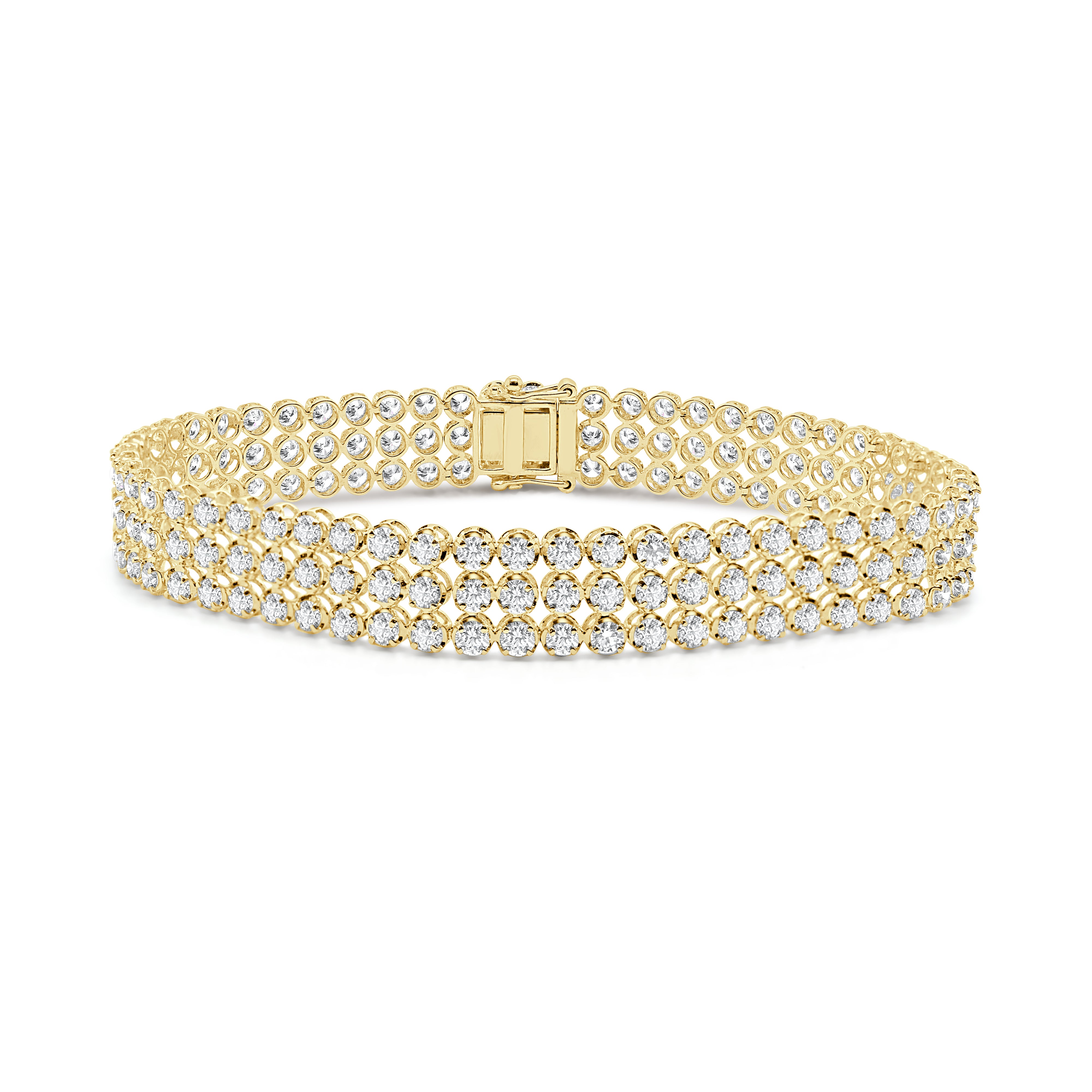14K Gold & Diamond 3-Row Tennis Bracelet - 8.50ct
