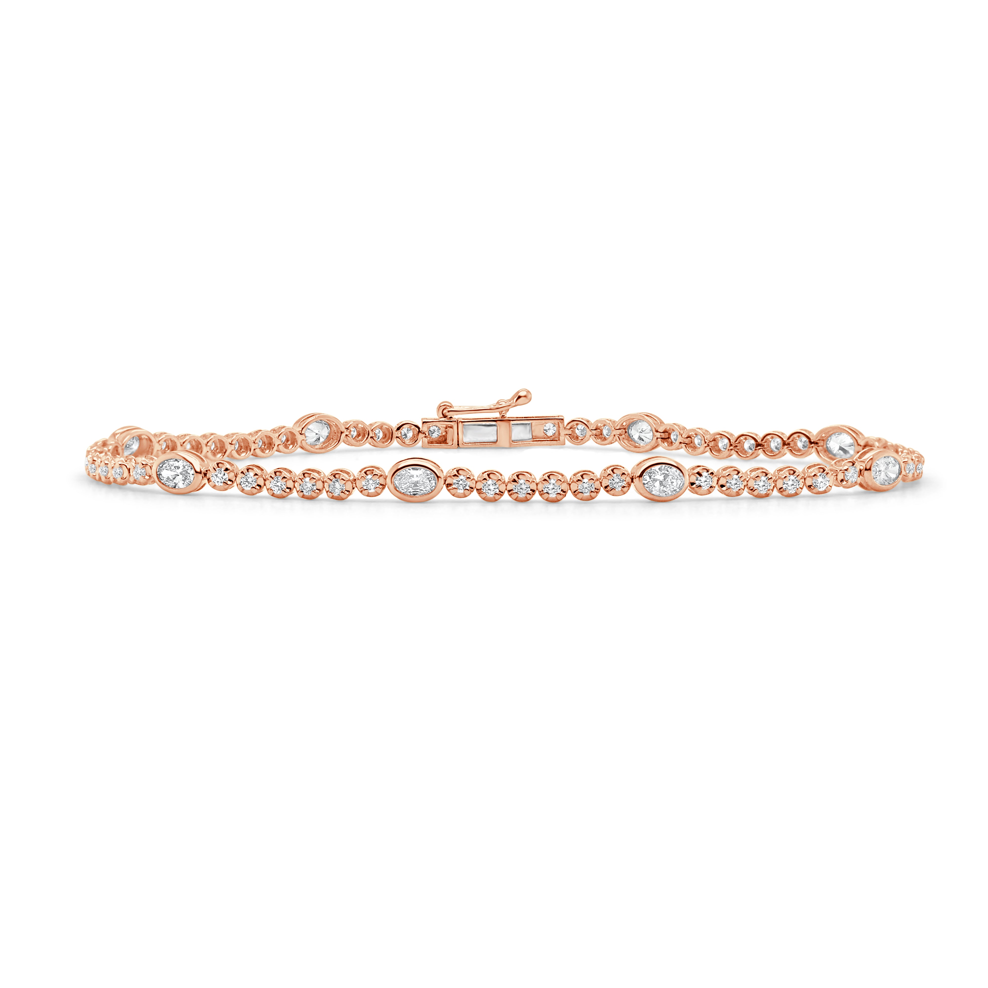 14K Gold Oval Cut Diamond Bracelet- 1.60 CT