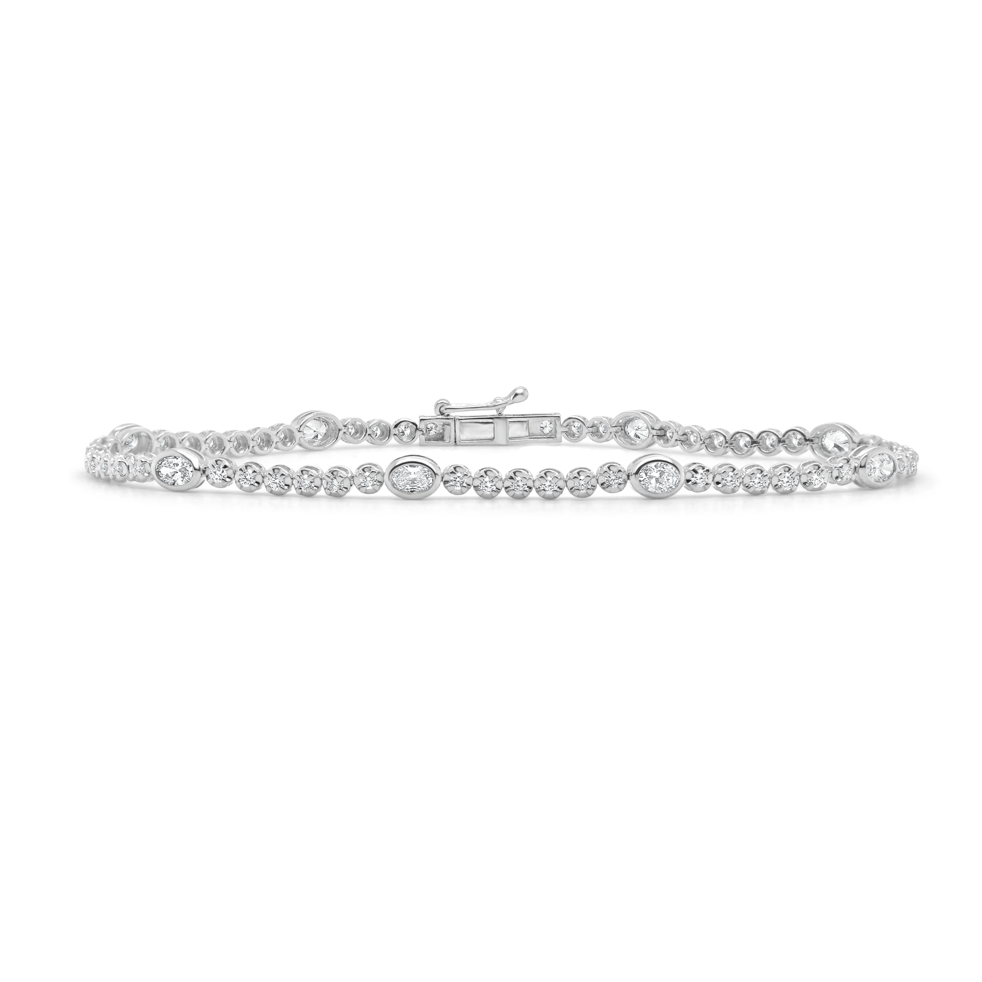 14K Gold Oval Cut Diamond Bracelet- 1.60 CT