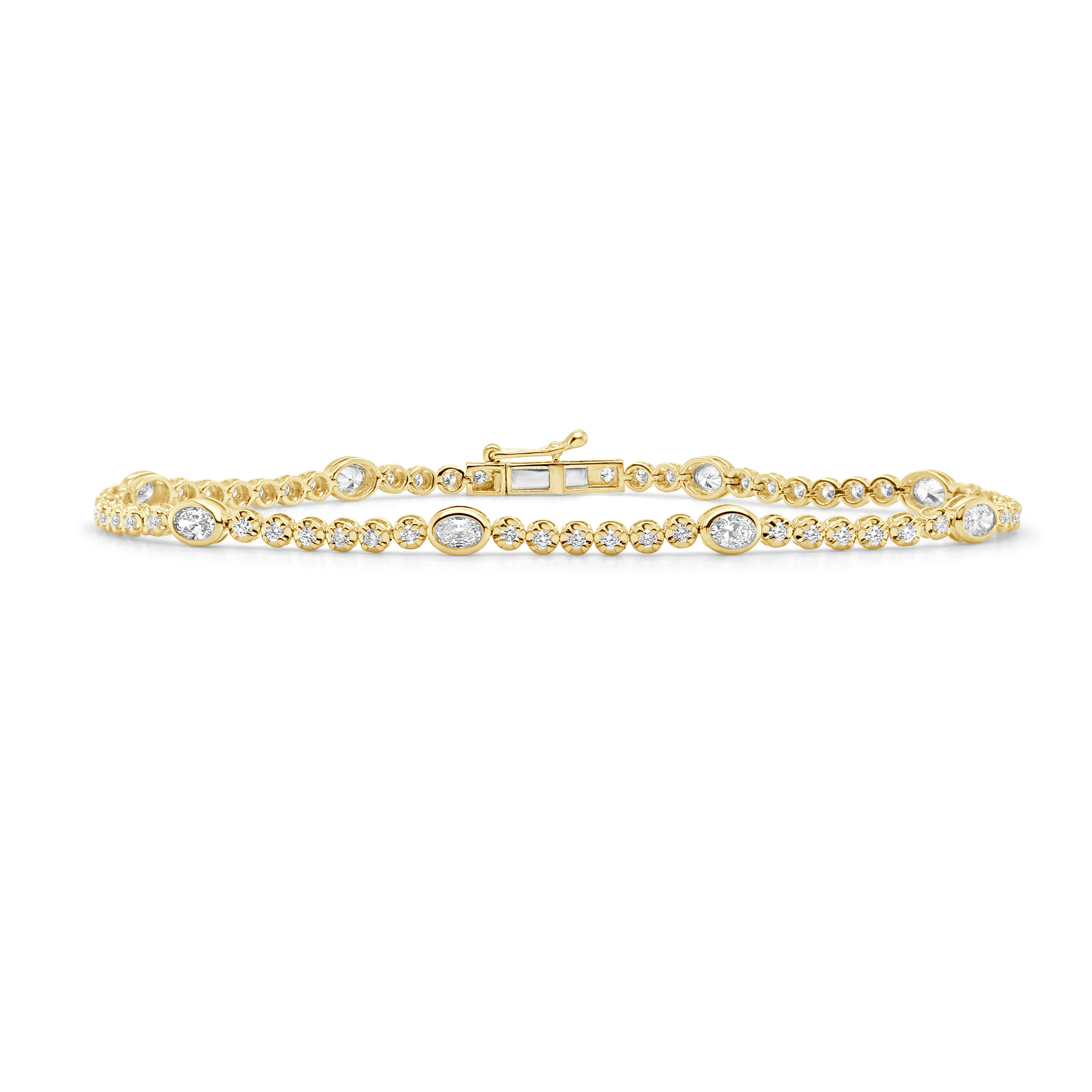 14K Gold Oval Cut Diamond Bracelet- 1.60 CT
