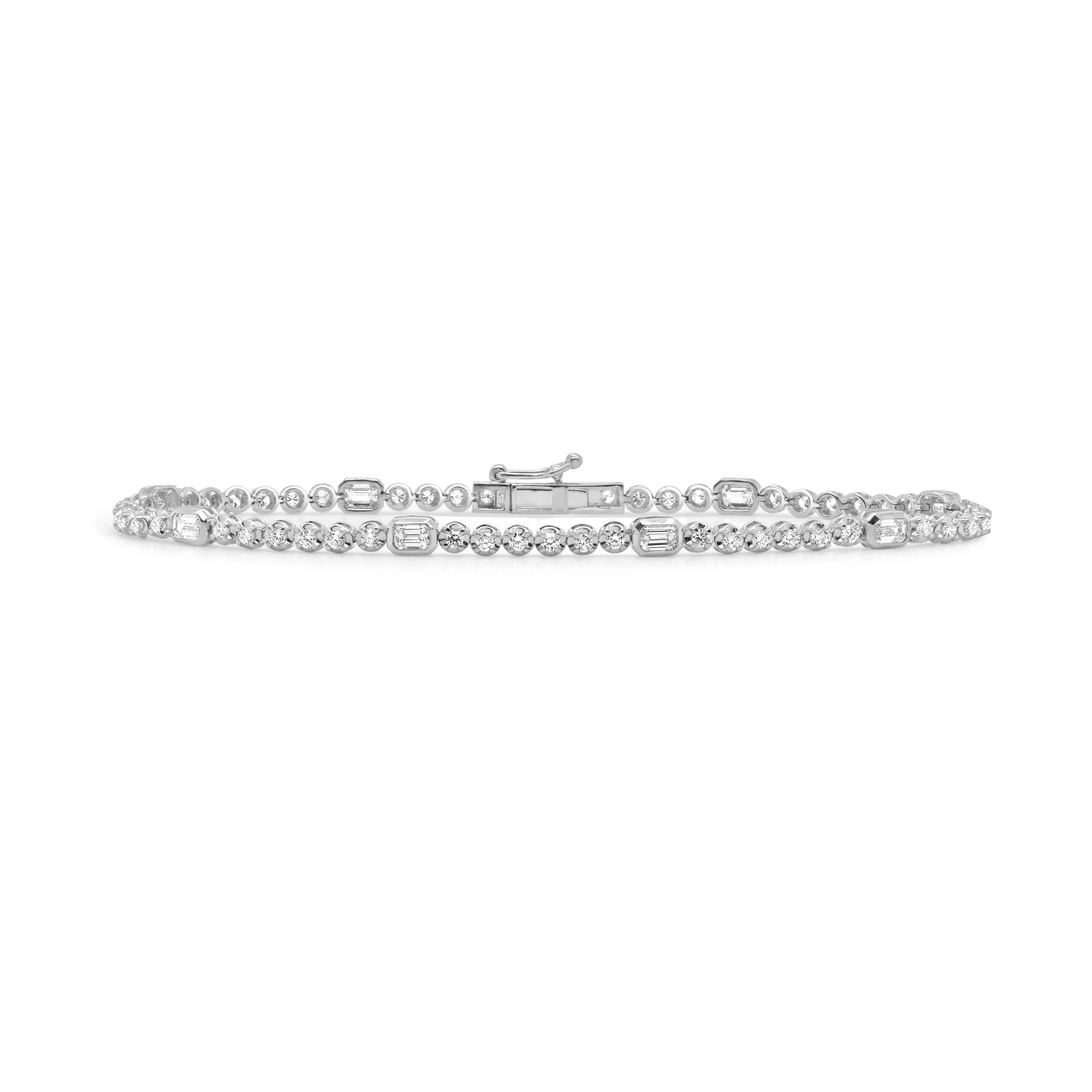 14K Gold Emerald Cut Diamond Bracelet- 1.60 CT