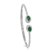 Load image into Gallery viewer, 14K Gold Emerald &amp; Diamond Cuff Bangle