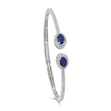 Load image into Gallery viewer, 14K Gold Sapphire &amp; Diamond Cuff Bangle