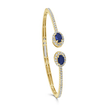 Load image into Gallery viewer, 14K Gold Sapphire &amp; Diamond Cuff Bangle