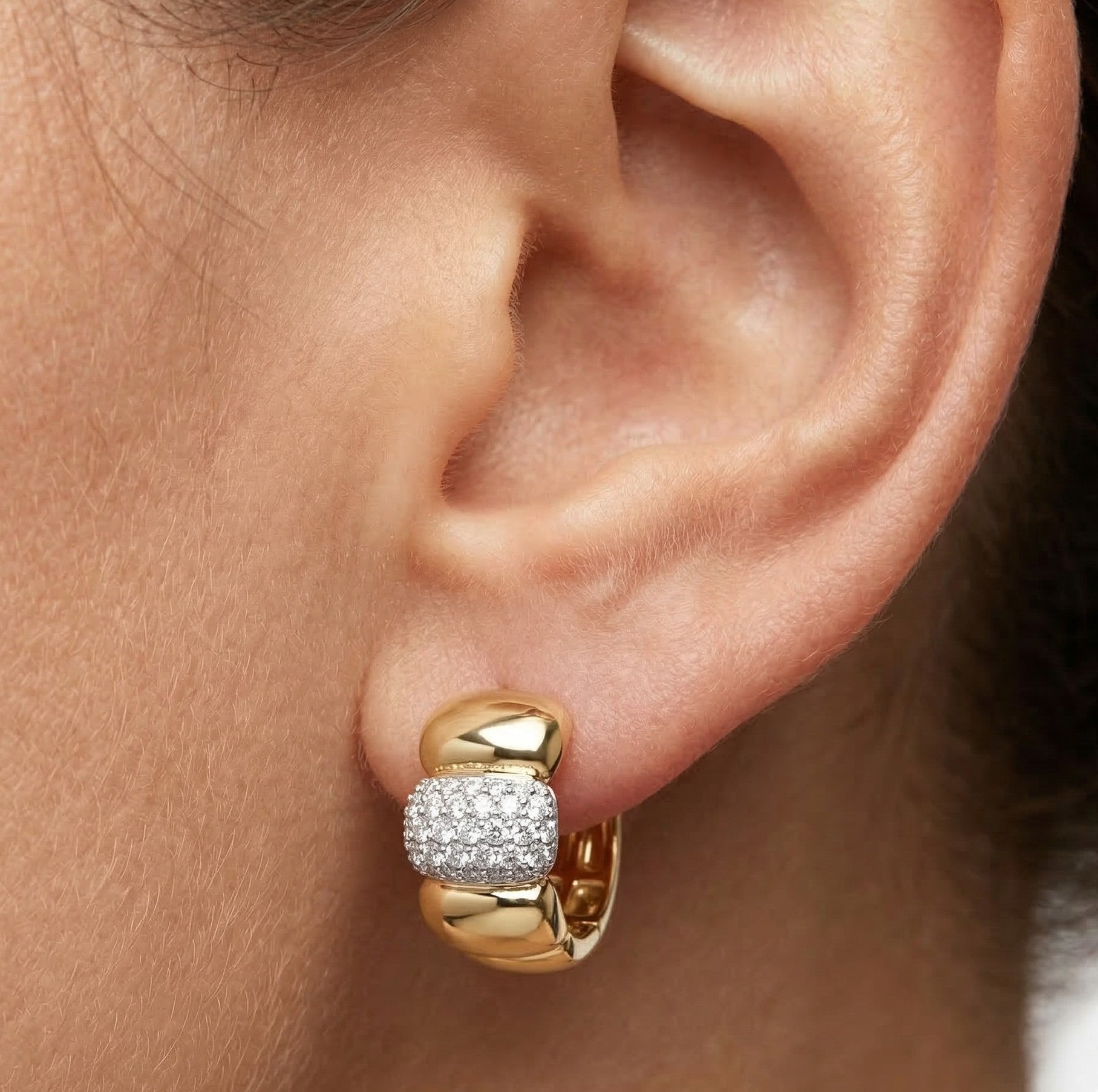 14K Gold Diamond Chunky Pave Earrings- 0.50 CT