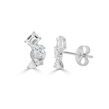 14K Gold Multi Shape Diamond Stud Earrings - 1.42 CT