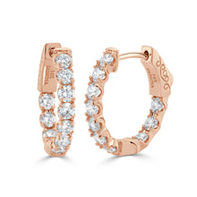 Load image into Gallery viewer, 14K Gold Round Diamond Huggie Earrings