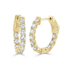 Load image into Gallery viewer, 14K Gold Round Diamond Huggie Earrings