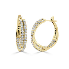 Load image into Gallery viewer, 14K Gold Round Diamond Two Tone Hoop Earrings