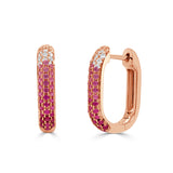 14K Gold Pink Sapphire & Diamond Hoop Earrings - 0.13 CT