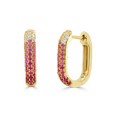 14K Gold Pink Sapphire & Diamond Hoop Earrings - 0.13 CT