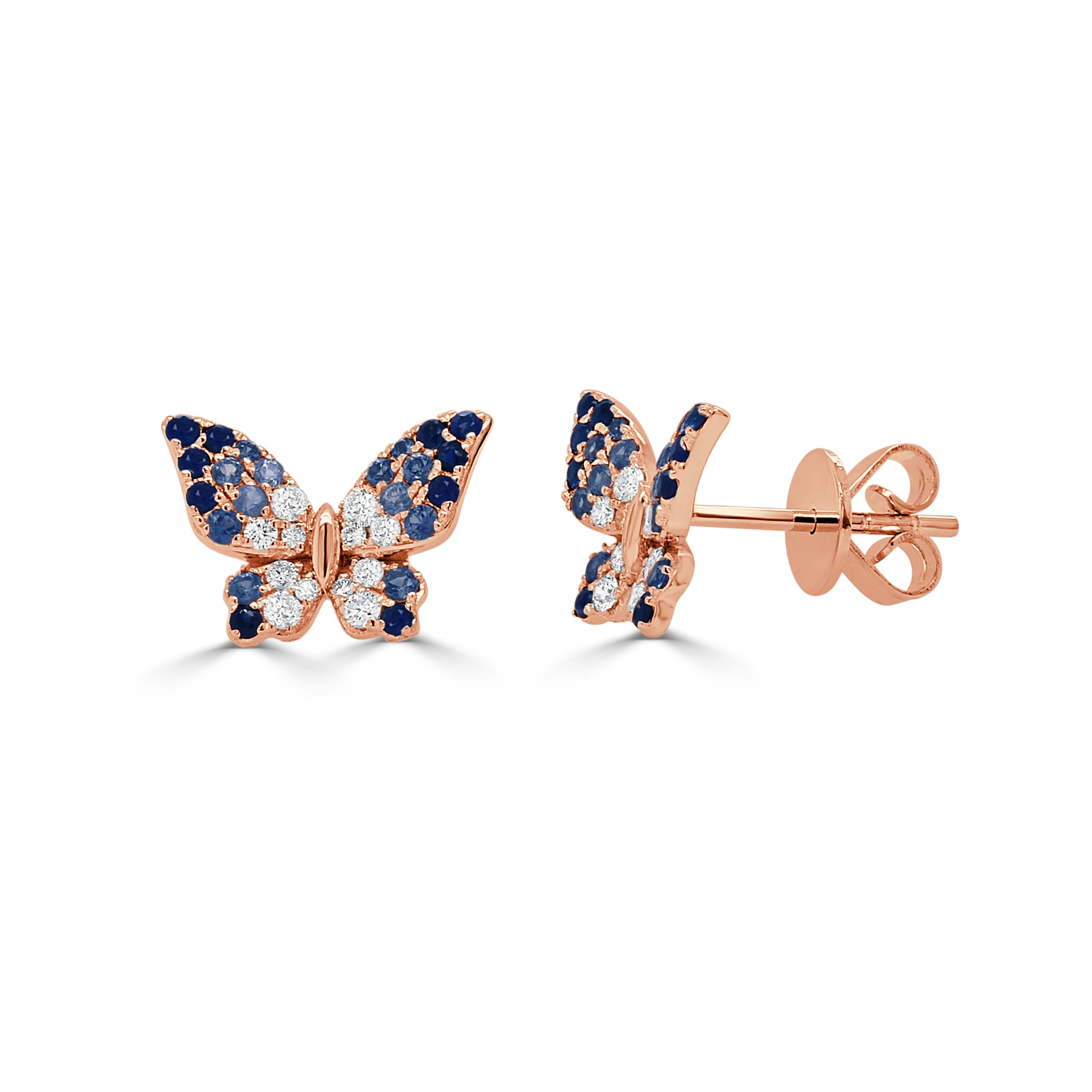 14K Gold Diamond & Sapphire Butterfly Earring - 0.19 CT