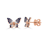 14K Gold Diamond & Sapphire Butterfly Earring - 0.19 CT