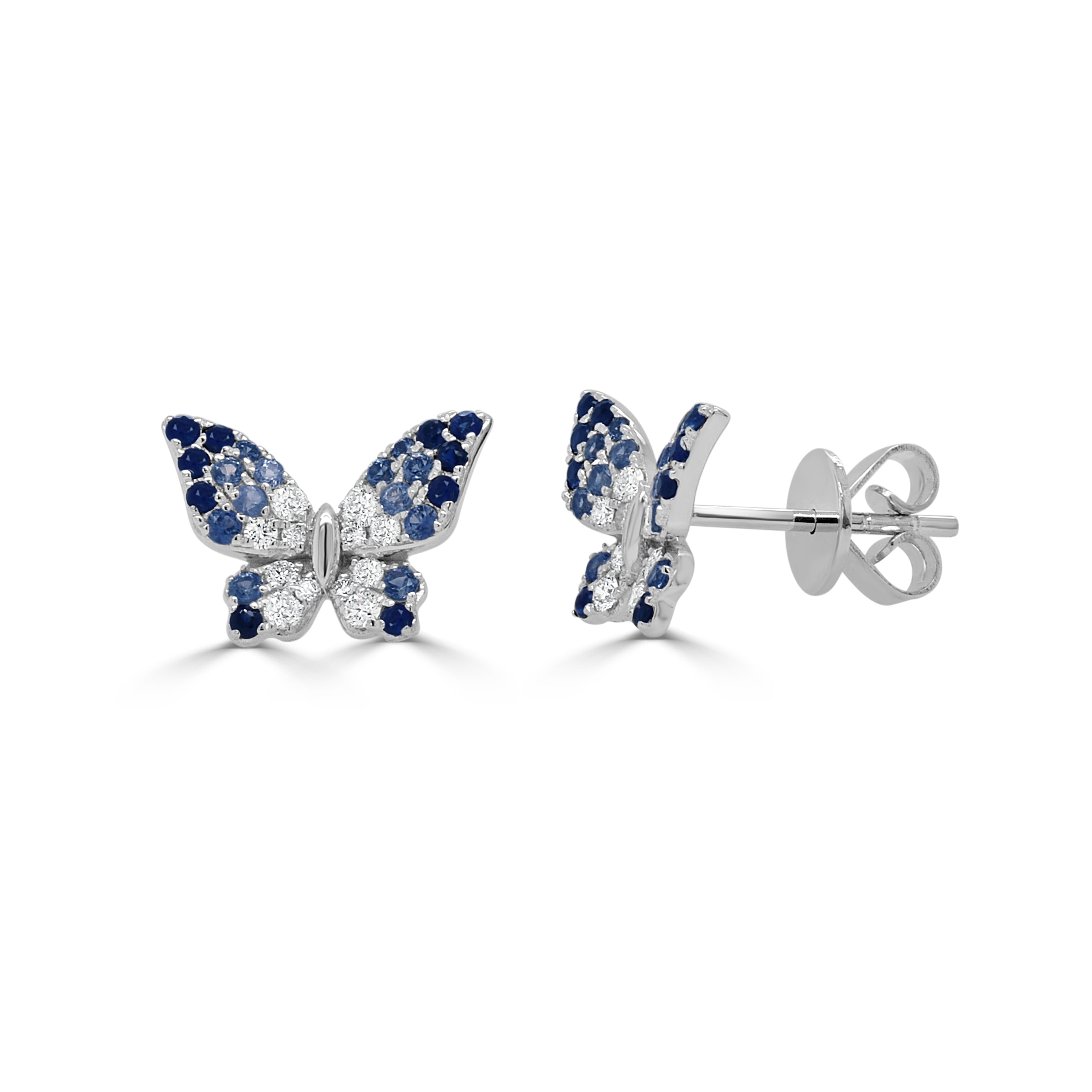 14K Gold Diamond & Sapphire Butterfly Earring - 0.19 CT