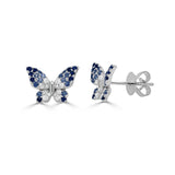 14K Gold Diamond & Sapphire Butterfly Earring - 0.19 CT