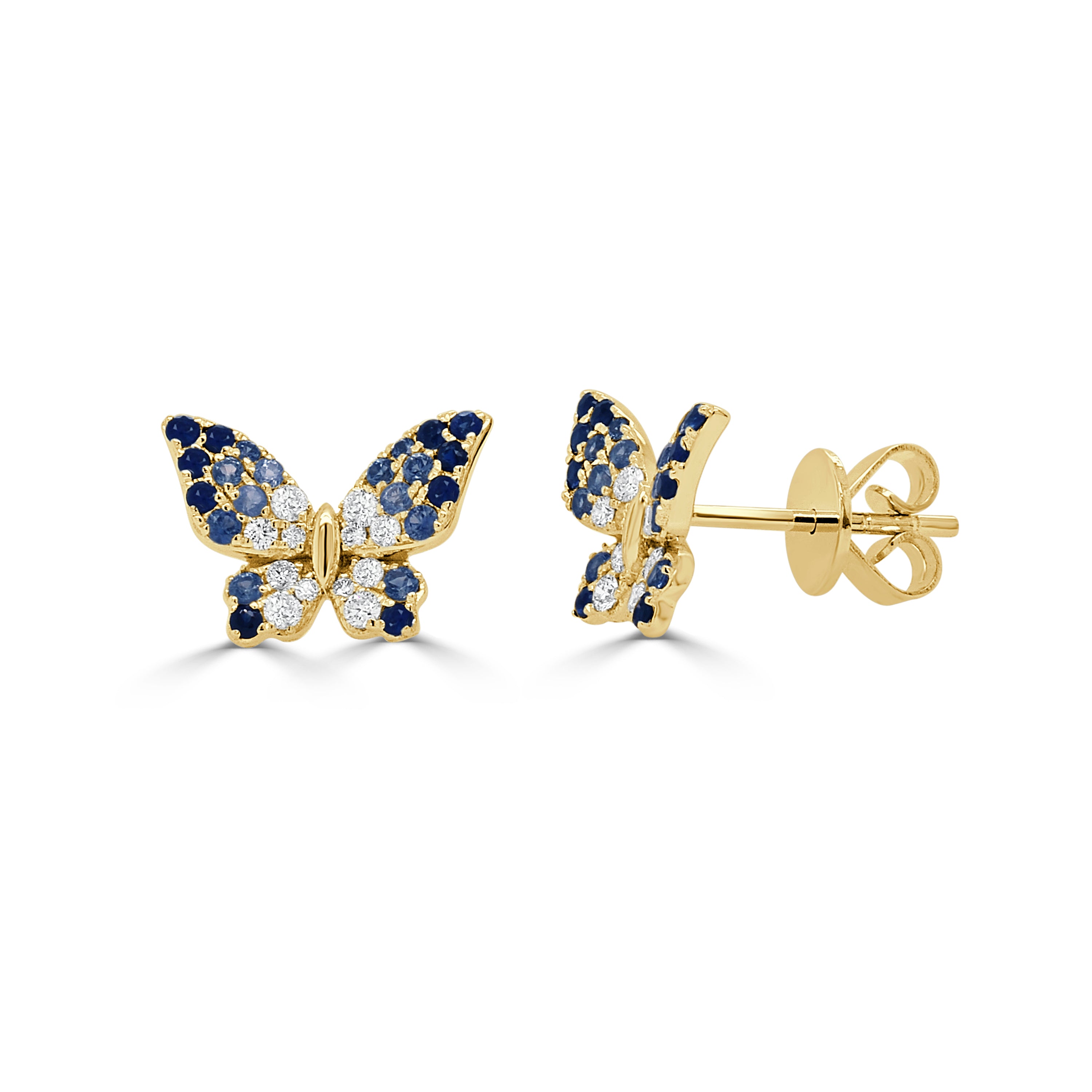 14K Gold Diamond & Sapphire Butterfly Earring - 0.19 CT