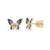14K Gold Diamond & Sapphire Butterfly Earring - 0.19 CT