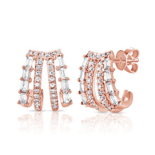 Load image into Gallery viewer, 14K Gold &amp; Diamond Cage Huggie Earrings