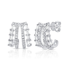 Load image into Gallery viewer, 14K Gold &amp; Diamond Cage Huggie Earrings