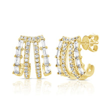 Load image into Gallery viewer, 14K Gold &amp; Diamond Cage Huggie Earrings