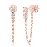 14K Gold & Diamond Chain Dangle Earrings - 0.21ct