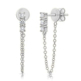 14K Gold & Diamond Chain Dangle Earrings - 0.21ct