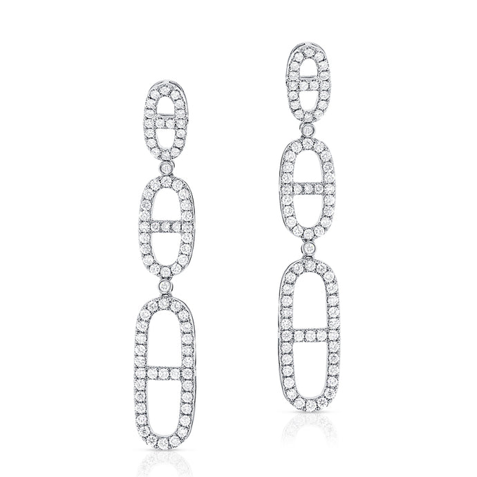 14K Gold & Diamond Link Dangle Earrings