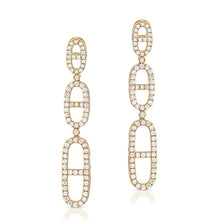 Load image into Gallery viewer, 14K Gold &amp; Diamond Link Dangle Earrings