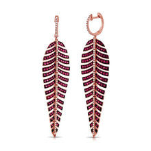Load image into Gallery viewer, 14K Gold &amp; Gemstone Feather Dangle Earrings