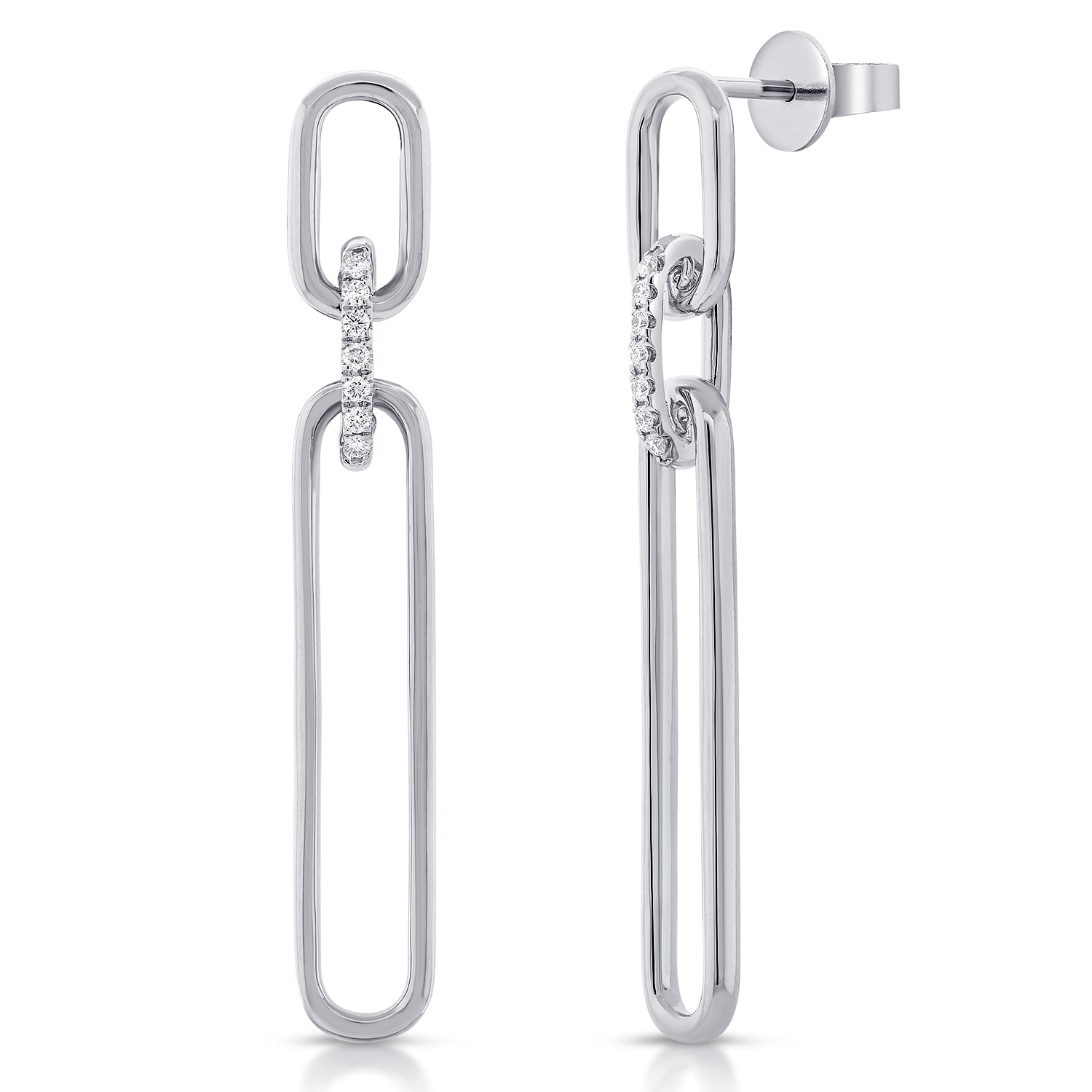 14K Gold Diamond Link Earrings- 0.08 CT