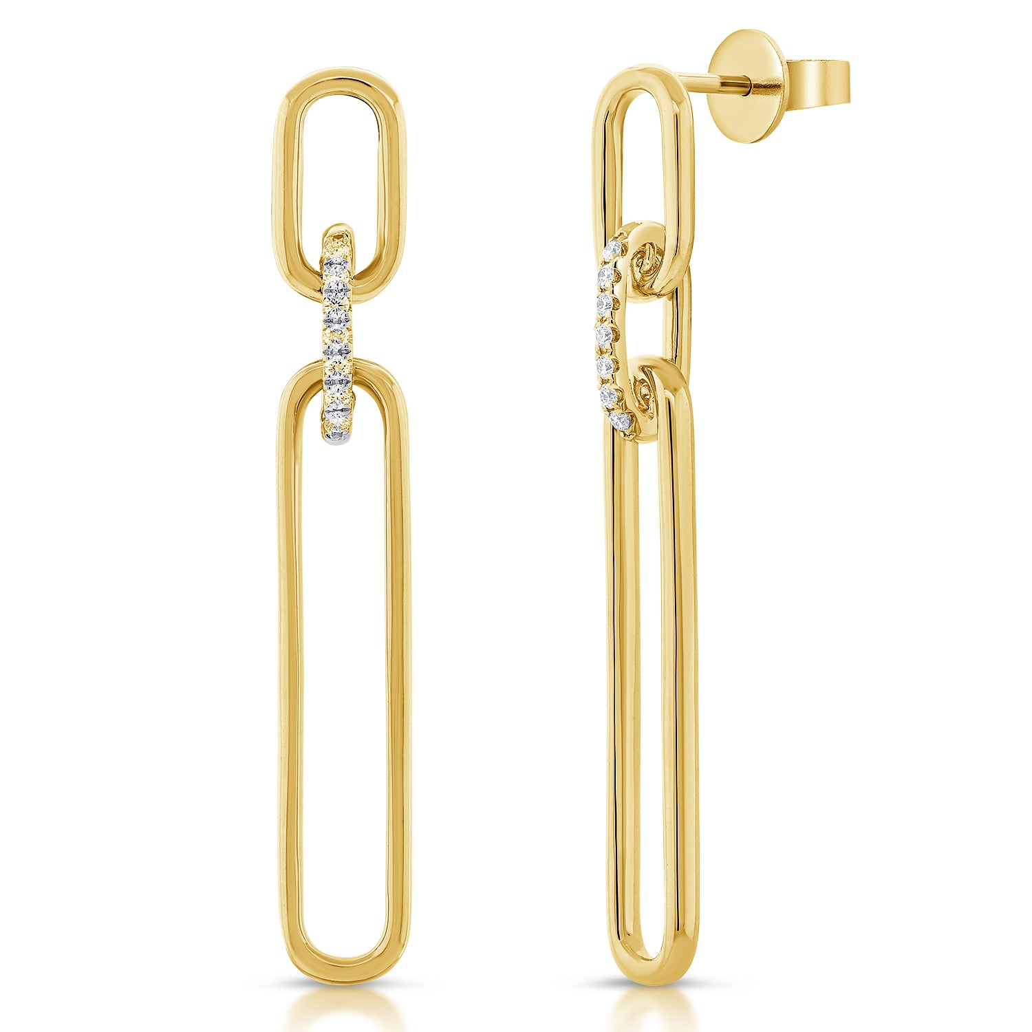 14K Gold Diamond Link Earrings- 0.08 CT