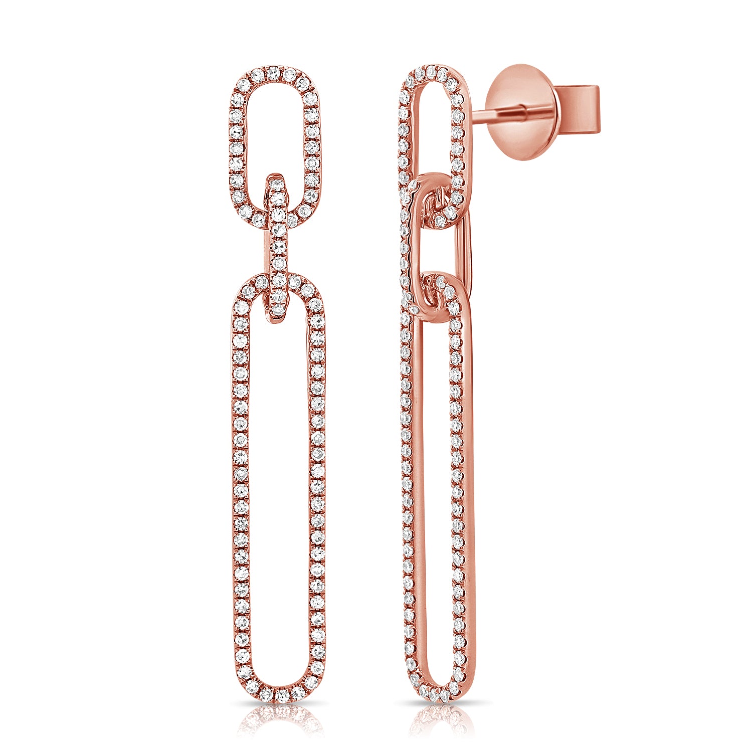 14K Gold Diamond Link Earrings - 0.53 CT