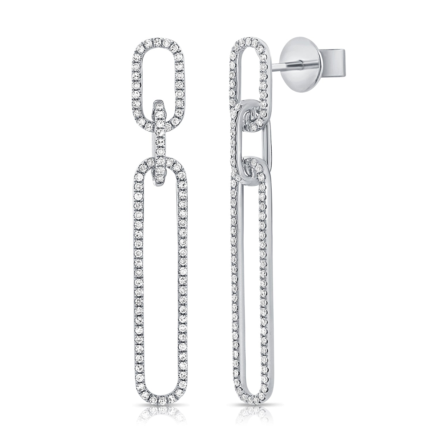 14K Gold Diamond Link Earrings - 0.53 CT