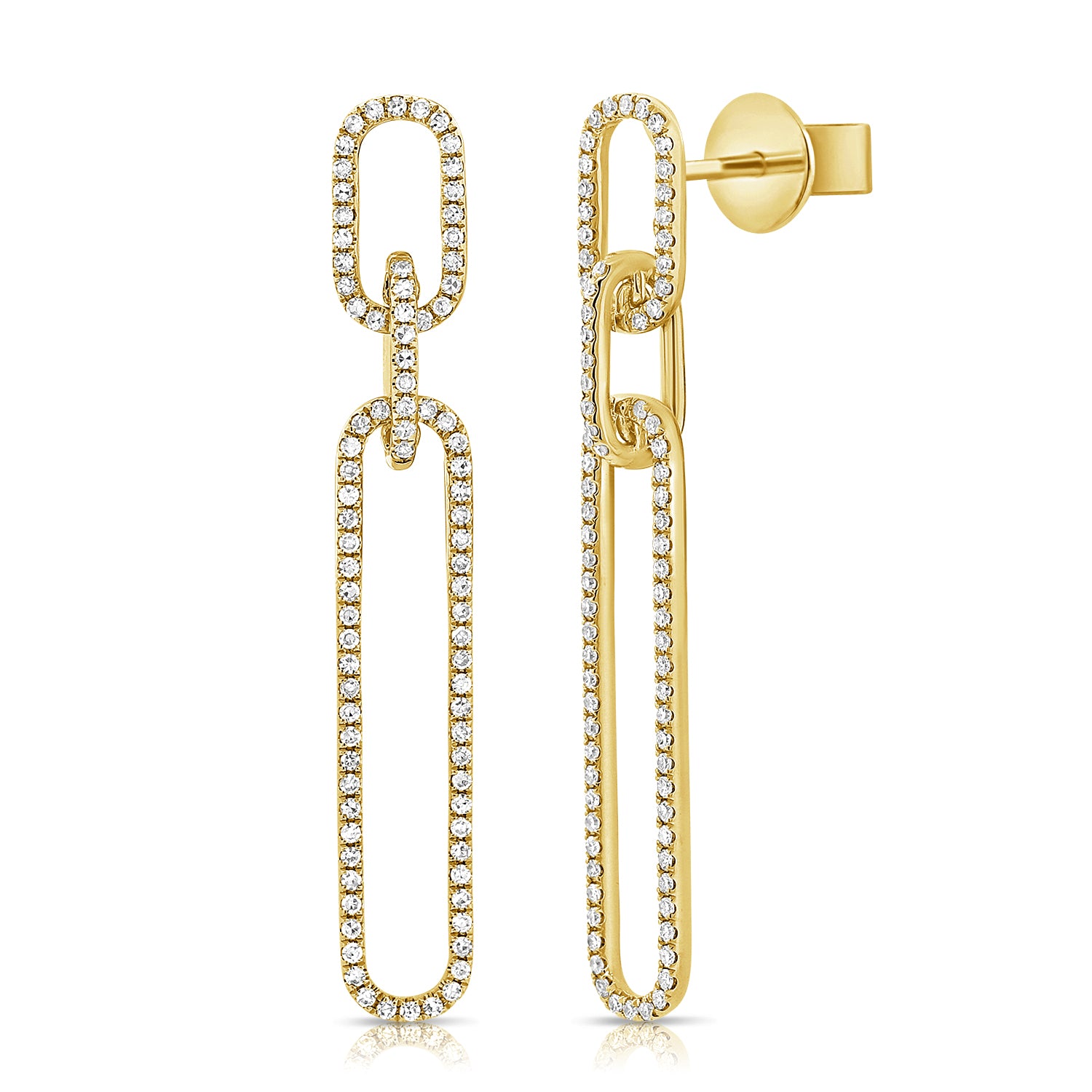 14K Gold Diamond Link Earrings - 0.53 CT