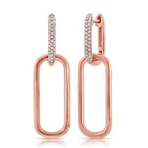 14K Gold & Diamond Link Chain Earrings