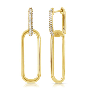 14K Gold & Diamond Link Chain Earrings