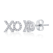 Load image into Gallery viewer, 14K Gold &amp; Diamond XO Stud Earrings